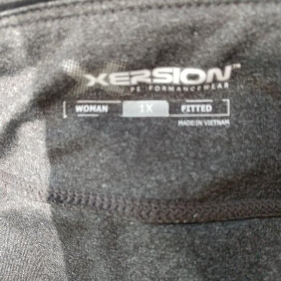 Xersion Woman 1X Fitted Leggings Gray/Black - Picture 6 of 7